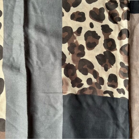 Animal Print Scarf ~ Brown Black Gray ~ Soft Fringe ~ Brand New - Picture 5 of 10